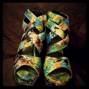 If Carrni Multi Colored Wedge Platforms